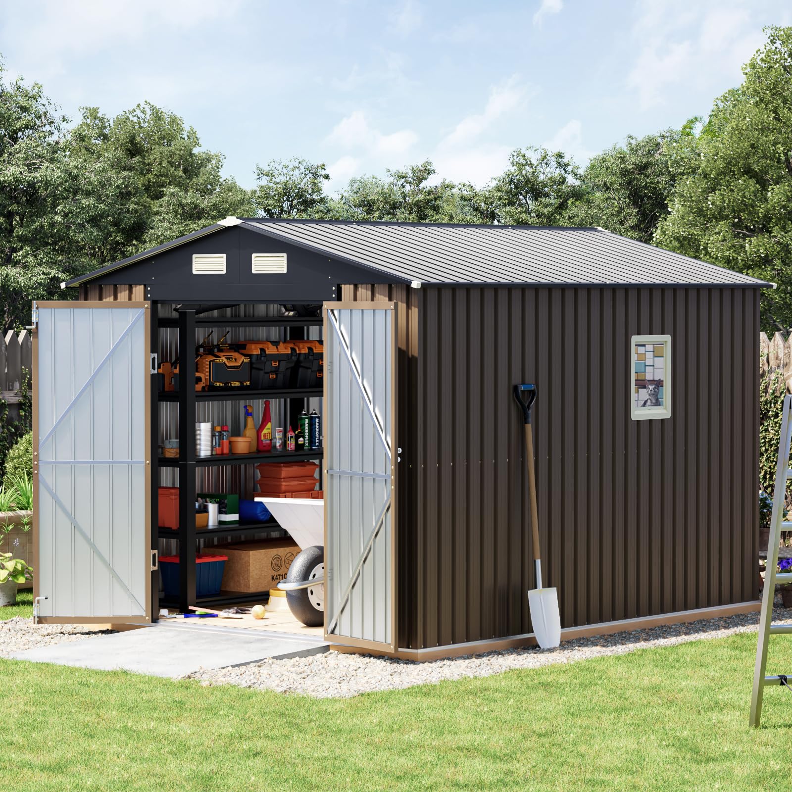 Grovellis Metal Storage Shed
