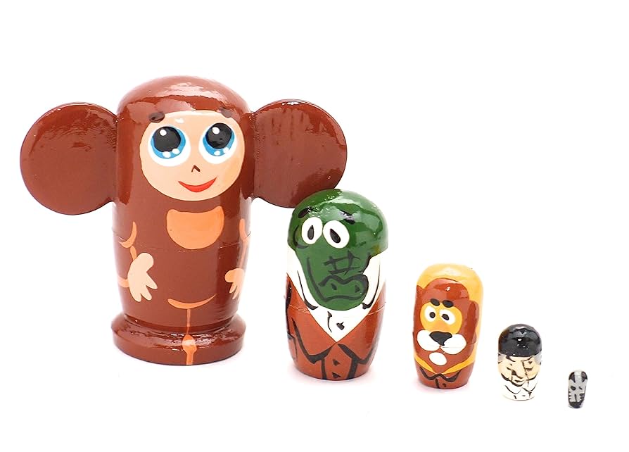【美品】 チェブラーシカ マトリョーシカ 木製 チェブラーシュカ ロシア Amazon.co.jp: ミニ マトリョーシカ 5個組 「極小