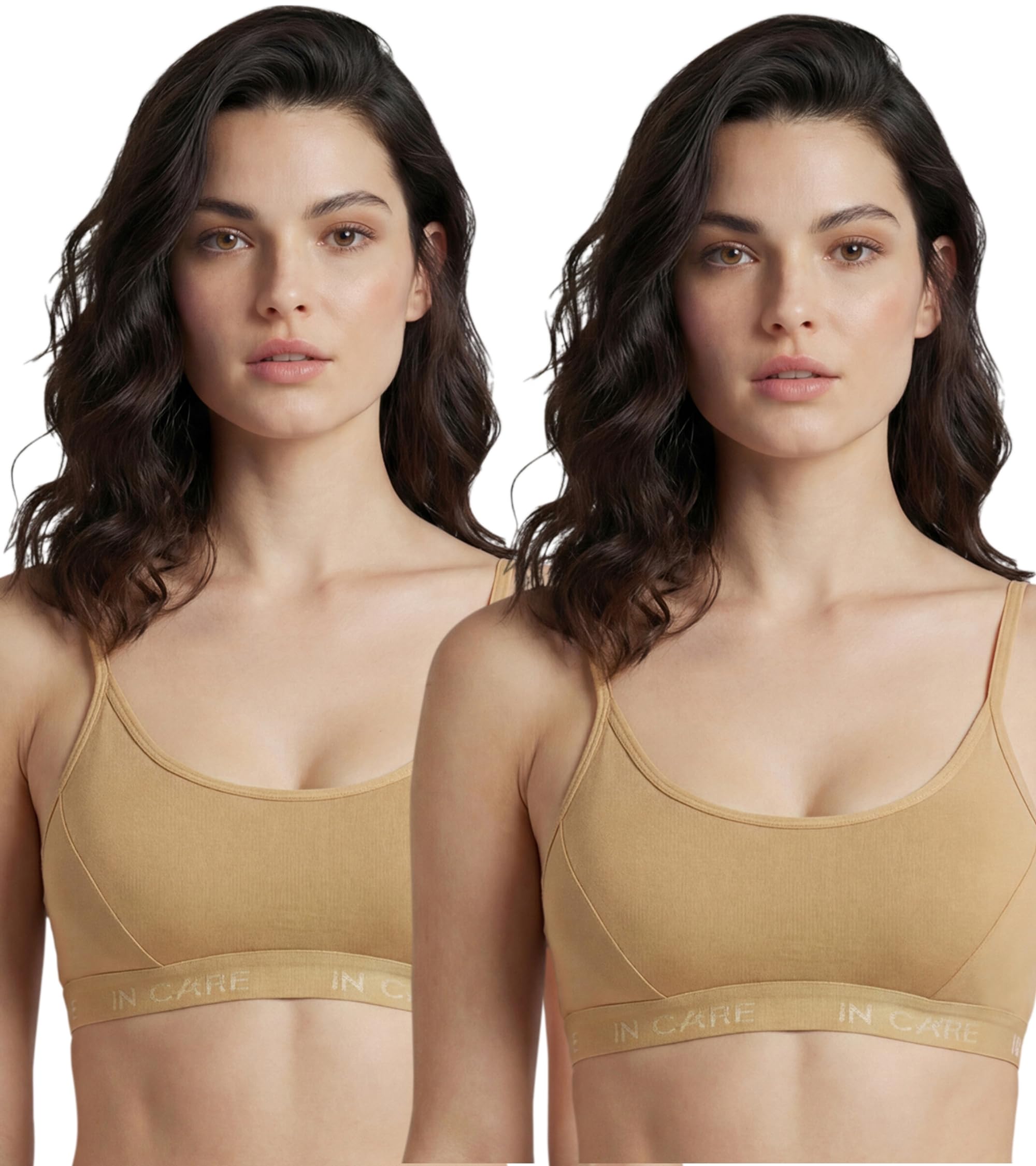 Slip On Sports Bra for Women Pack of 2, Non Padded Wire Free Cotton Rich Bralette, Pull On Bra with Wide Elastic Band for Yoga Gym Lounge, Sizes- 30B to 40B-picture-58