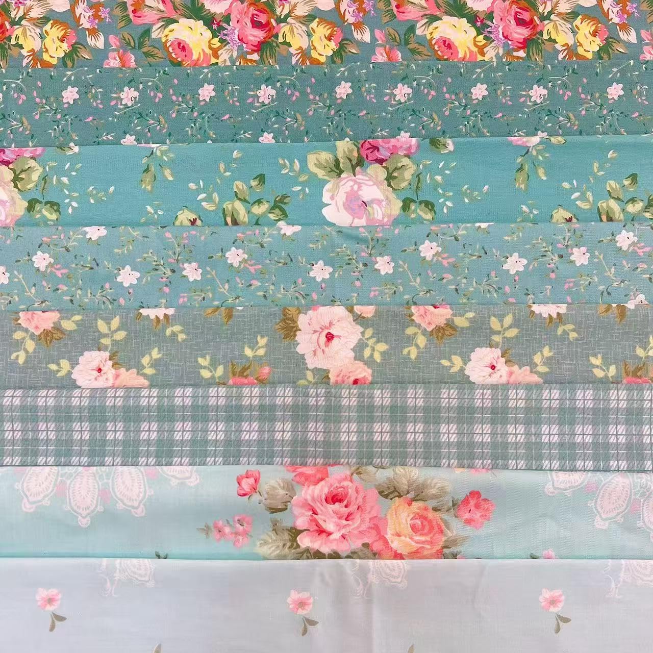 Cotton Fabric DIY Making Supplies Quilting Patchwork Fabric Fat Quarter Bundles DIY for Quilting Cotton Patchwork Cushions (Blue Green 8pcs, 9.8" x 9.8")