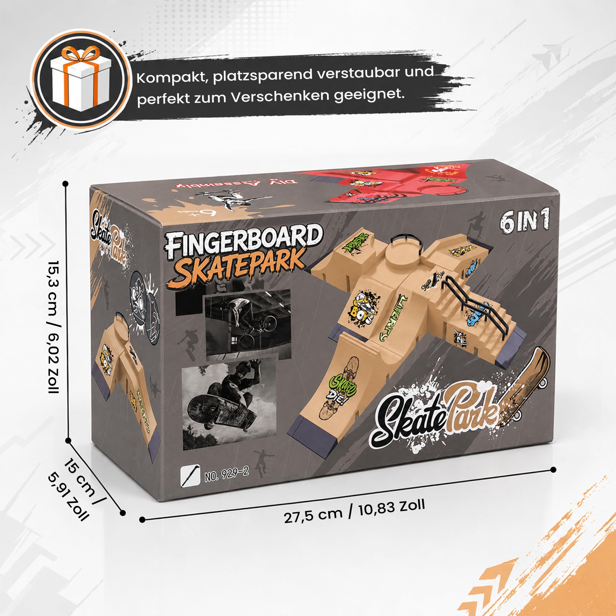iPalamila Zestaw 6 w 1 deskorolka parkowa – z 6 rampami i 6 mini fingerboardami – idealna dla fanów fingerboardów, dzieci i początkujących, do ćwiczenia sztuczek i zabawy.