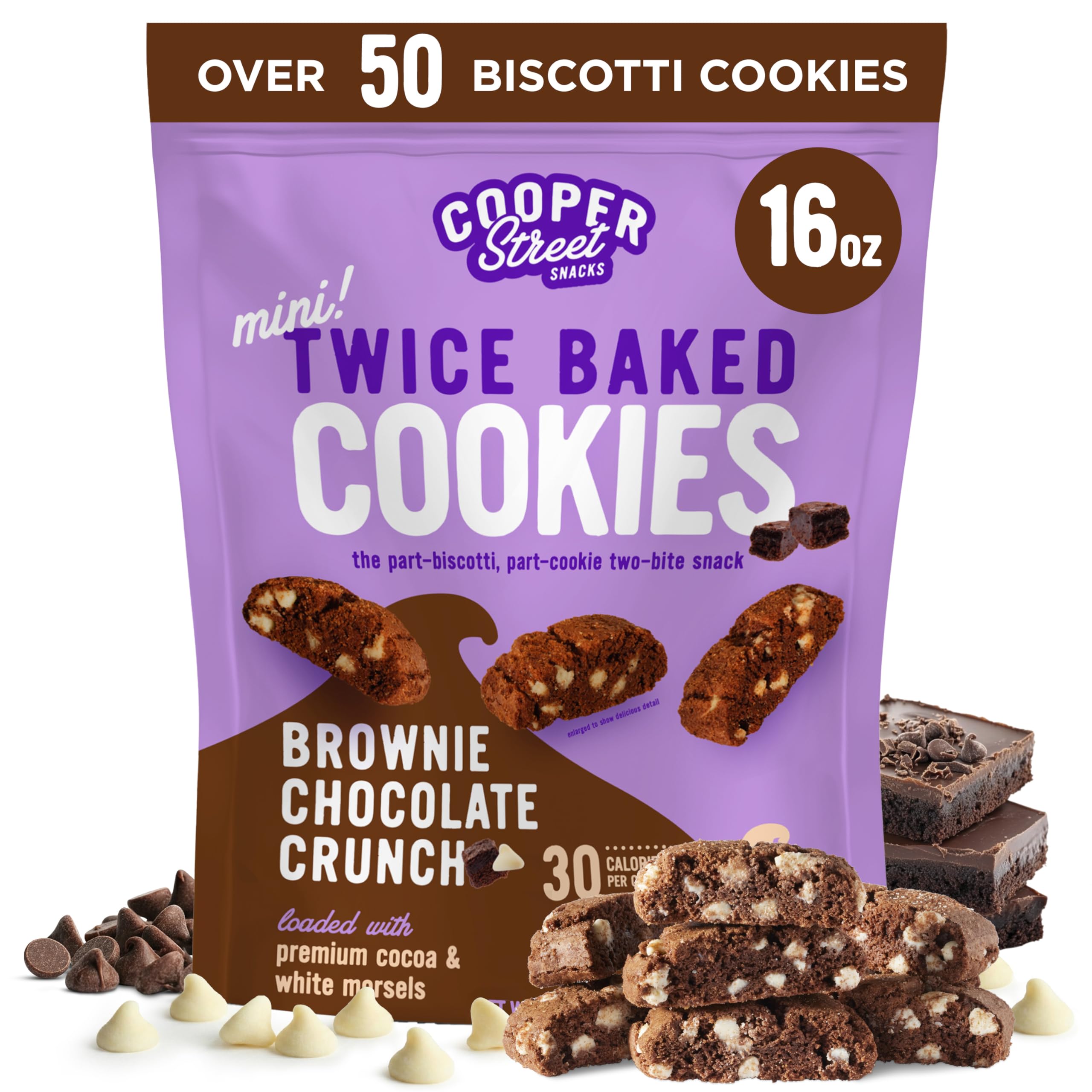Cooper Street Brownie Chocolate Crunch Mini Biscotti Cookies, 1 lb