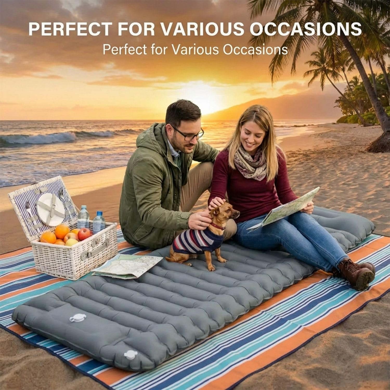 Matelas de camping ultra léger pour adultes et enfants - Matelas gonflable d'extérieur, de sommeil pour la randonnée et la plage avec pompe à pied