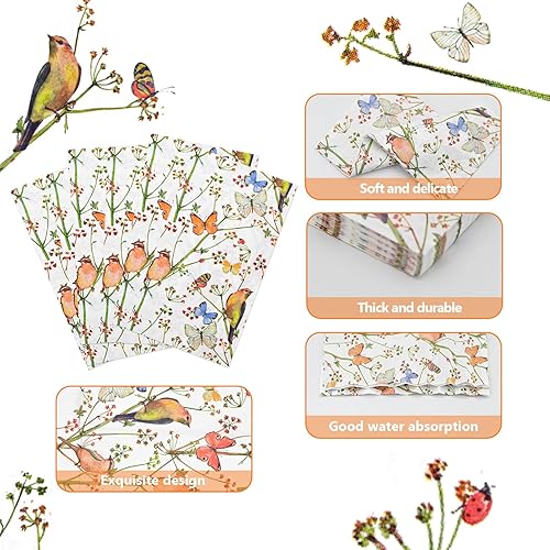 Miniatura 3 de 200 servilletas desechables de 3 capas desechables para baño, toallas de mano de acuarela mariposa floral decorativas servilletas de papel
