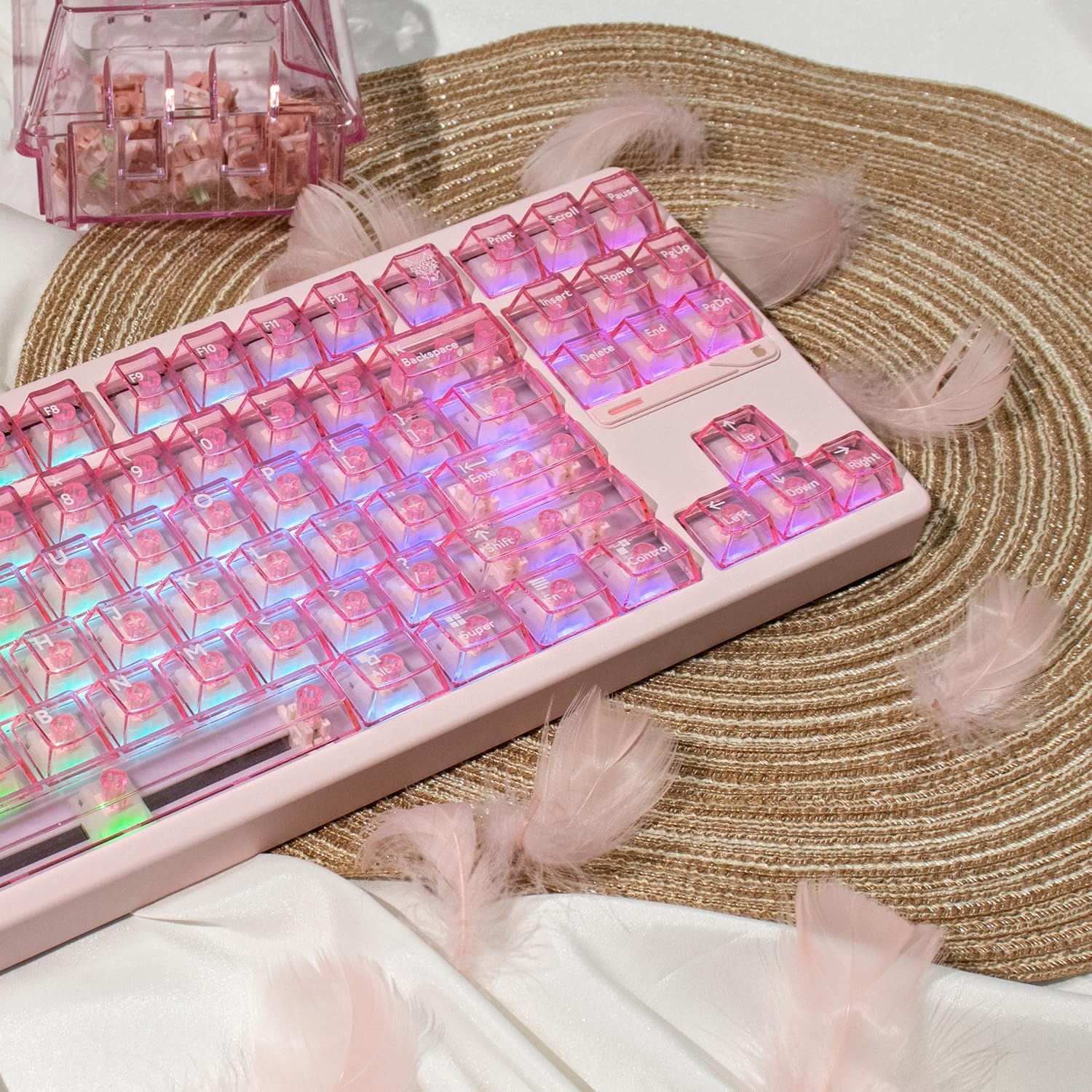 mintcaps Crystal Clear Keyboard Keycaps Transparent PC Cherry Profile Pink Keycap Set 114 Keys Shine Through Key Cap for Cherry Gateron Mx Switches Mechanical Keyboard image 2