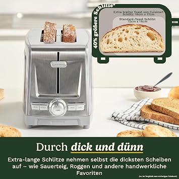 Cuisinart Core Collection 2 Slice Toaster Extra Long Slots for Artisan Bread Bagel Function High-Lift Quickview Single Slice & Defrost Function +30 Seconds Toast Boost Stainless Steel