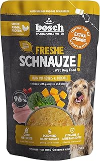 Bosch Freshe Snout, Chicken with Pumpkin and Broccoli, 1 x 250 g, Gentle Steam-Cooked Wet Food for Dogs, Complete Food with High Meat Content, 250 g Wet Dog Food product image