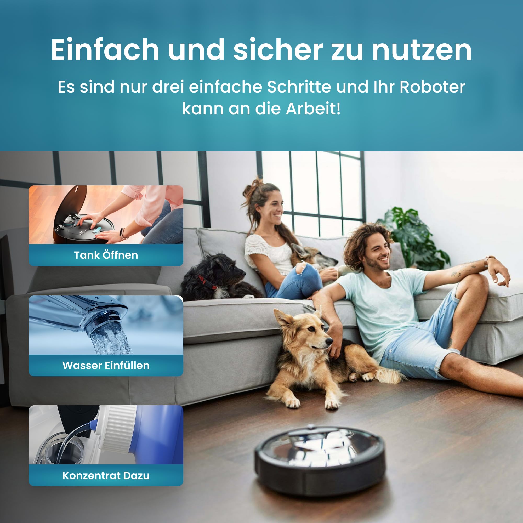 PURIVITA® Wischroboter Bodenreiniger Reinigungsmittel Konzentrat, 5L | Streifenfrei, schnell trocknend und ergiebig, auch für Nasssauger, Saugwischer und Waschsauger