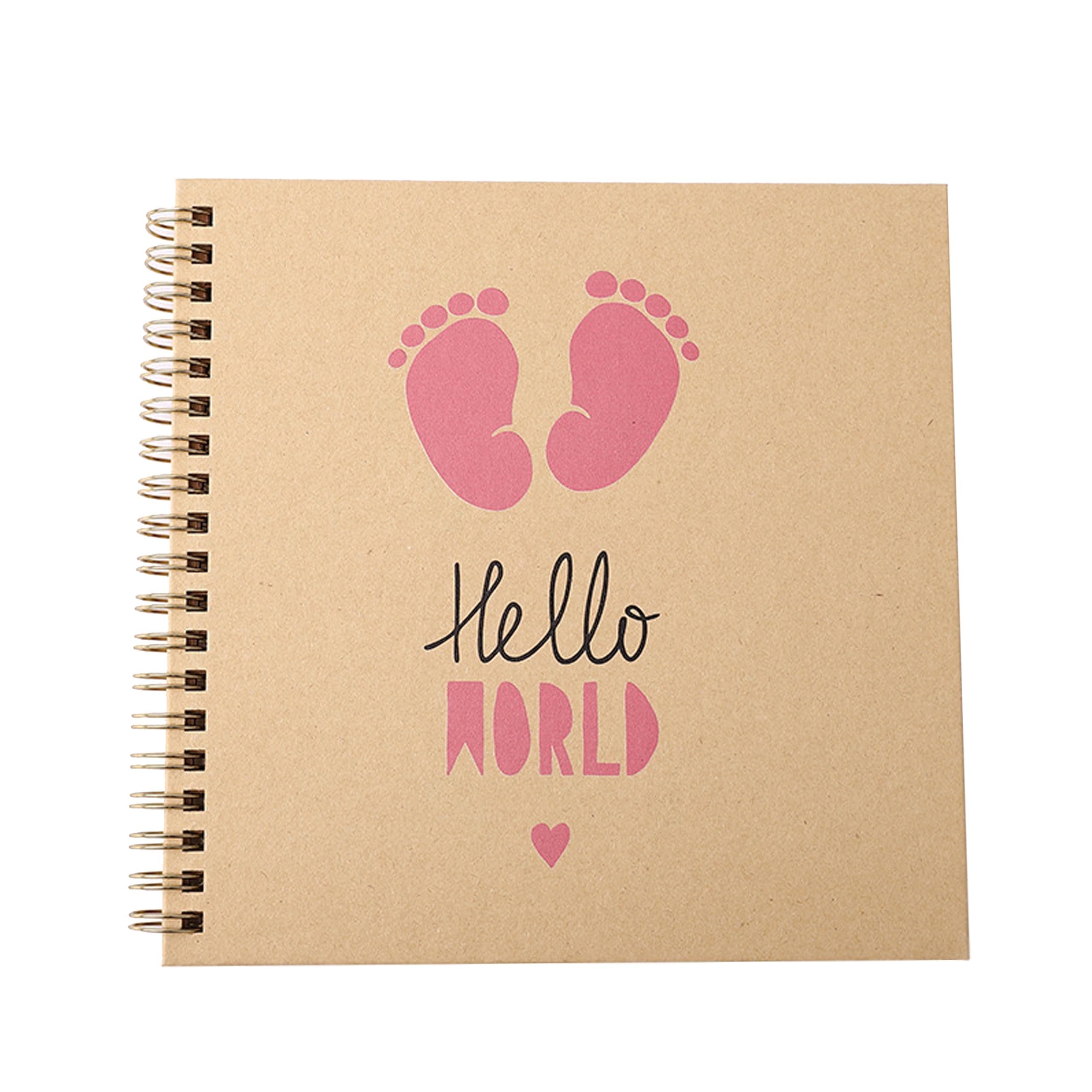 Happy World Girl Photo Album DIY Scrapbook Personal Memory Holiday Family Book Pink Footprint Memory 20 Pages