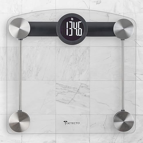 Miniatura 6 de Escali Detecto D185 - Báscula de baño digital con pantalla LCD de cristal, color plateado