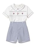 Smocked toddler boy outfits Summer Cotton Short Sleeve boys' button-down shirts Casual 2 piece Clothing Set
