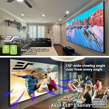 Elite Screens Aeon CLR5 138 Fixed Frame Projector Screen, UST Compatible, 80% Ceiling Light Rejecting (ALR/CLR), 4K/8K HDR Ready, Edge-Free Wall Mount for Home Theater & Gaming, AR138H-CLR5