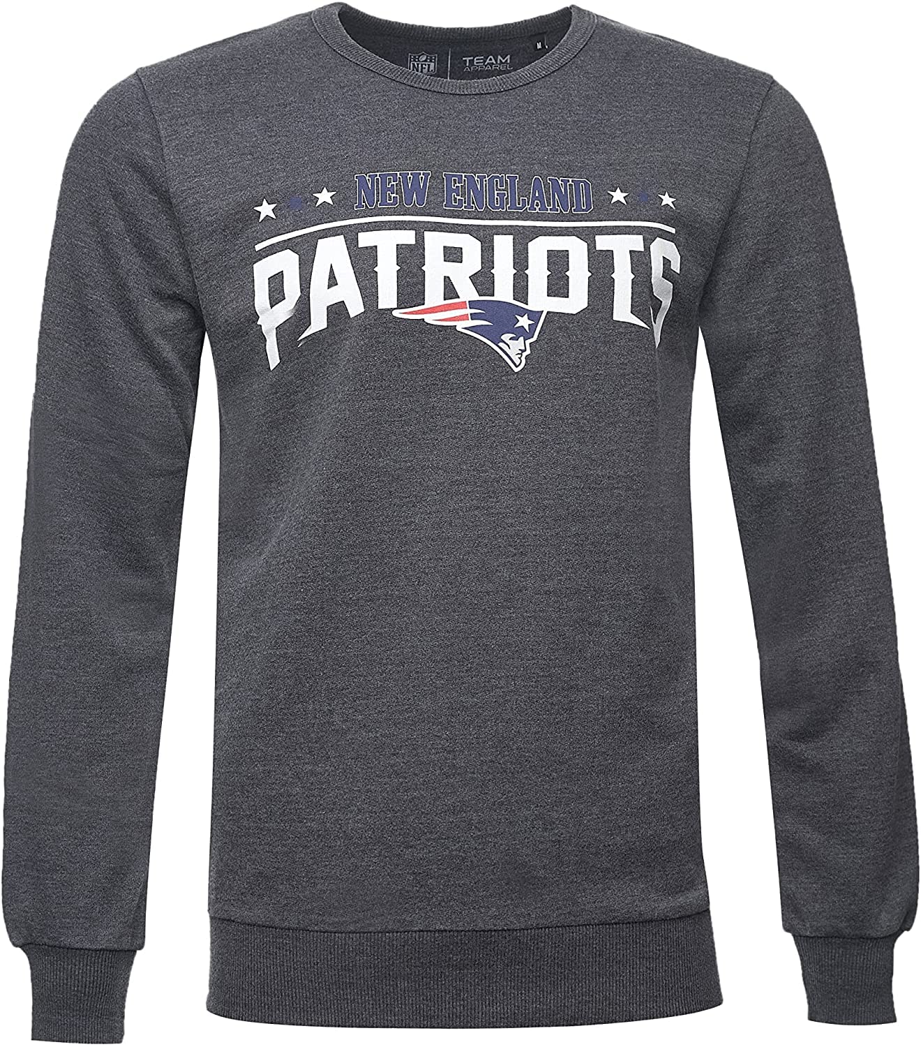 Recovered Men's NFL New England Patriots Retro American Football Team Logo Sweatshirt-Charcoal