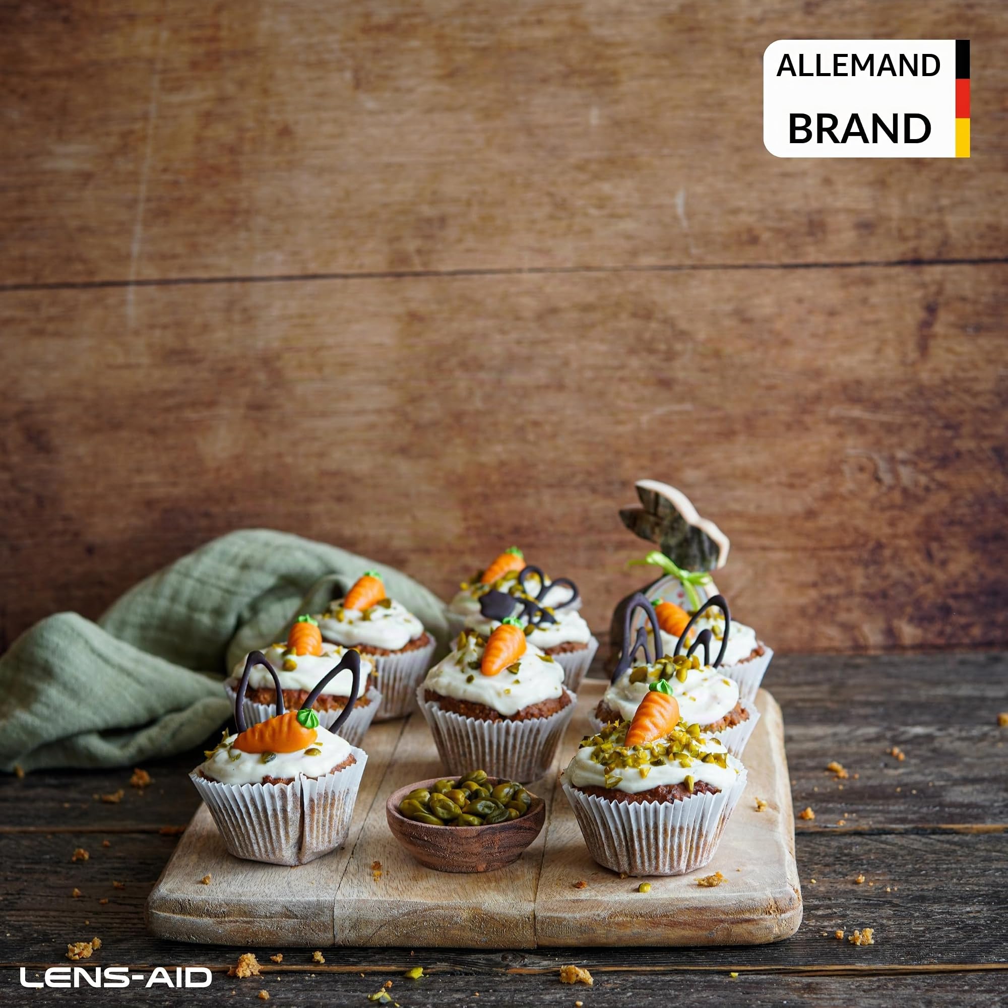 LENS-AID Fond Photo flatlay 84x60 cm Photographie culinaire | support photo recto verso, essuyable, finition satinée pour blogueurs food et photo produit, Made in Germany