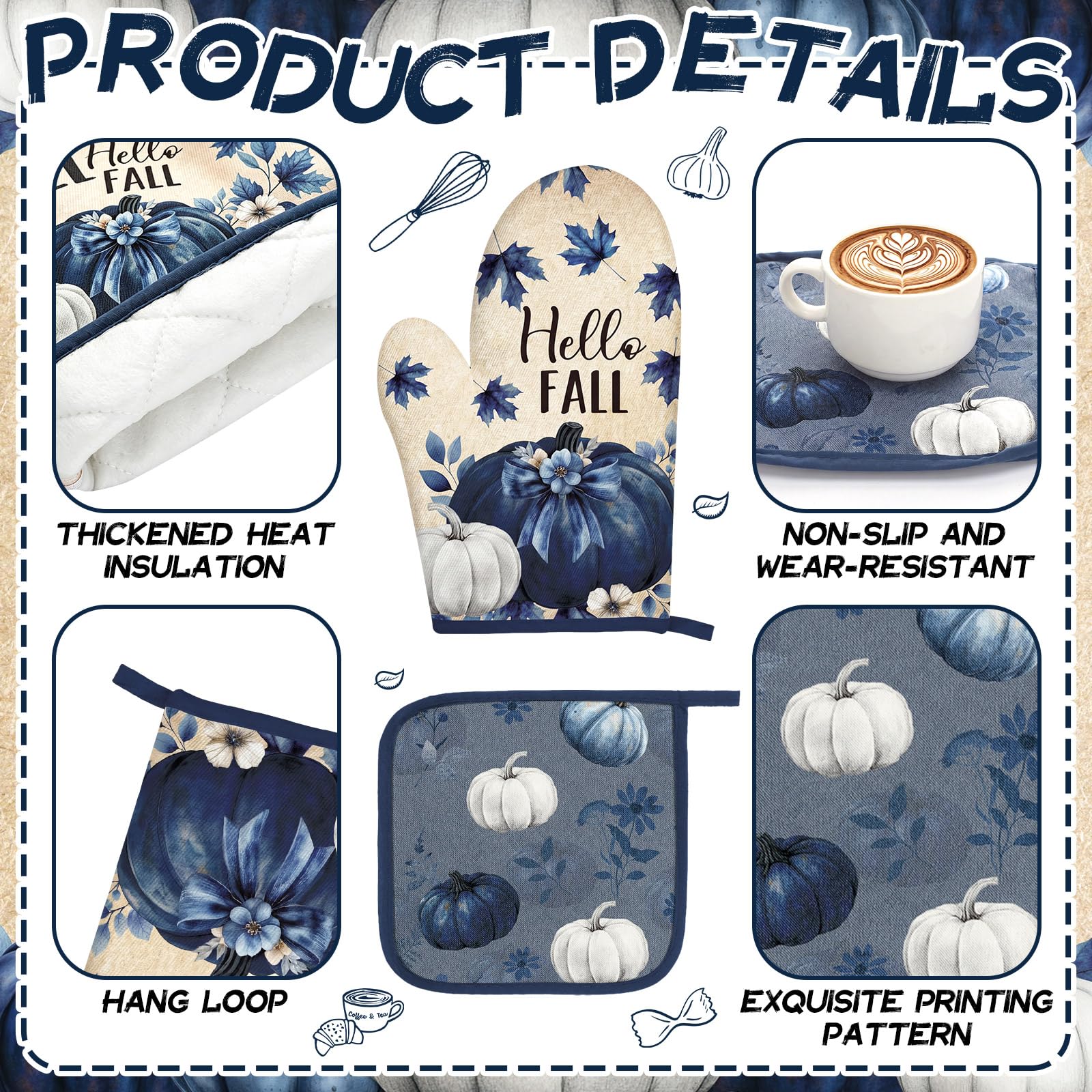 Fall Pumpkin Kitchen Decor Set - 10 Pcs -5