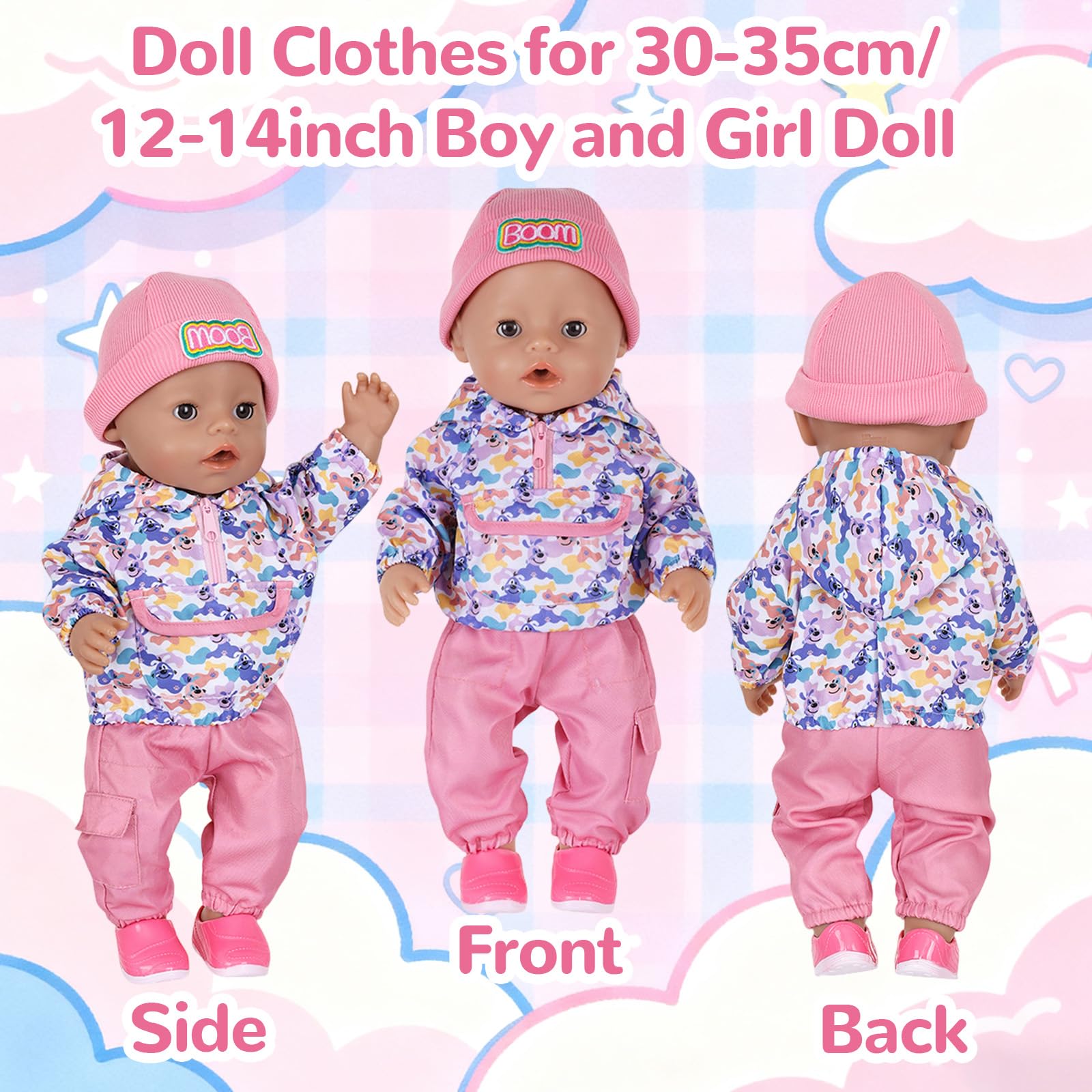 Doll Clothes for 14-18 Inch Baby Doll, Baby Doll Accessories for 35-45cm Dolls - Image 3