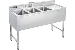 DuraSteel Stainless Steel Commercial Triple Sink with No Lead Faucet