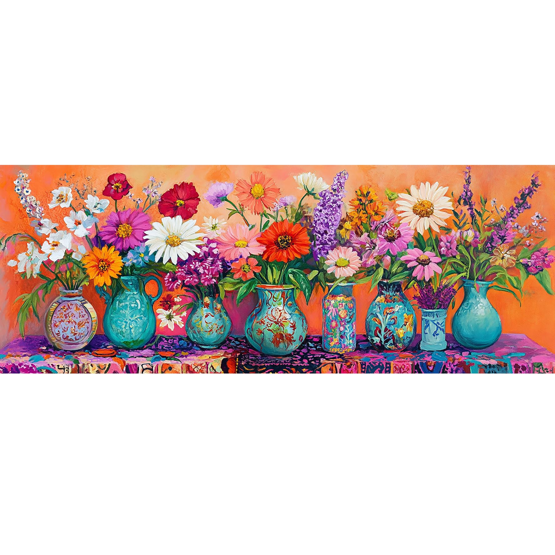 Bimkole Flowers Paint by Number for Adults, DIY Oil Painting Kit Vase on Canvas with Paintbrushes and Acrylic Pigment, for Paint by Numbers for Beginner, for Home Wall Decor 31.5x11.81 Inch