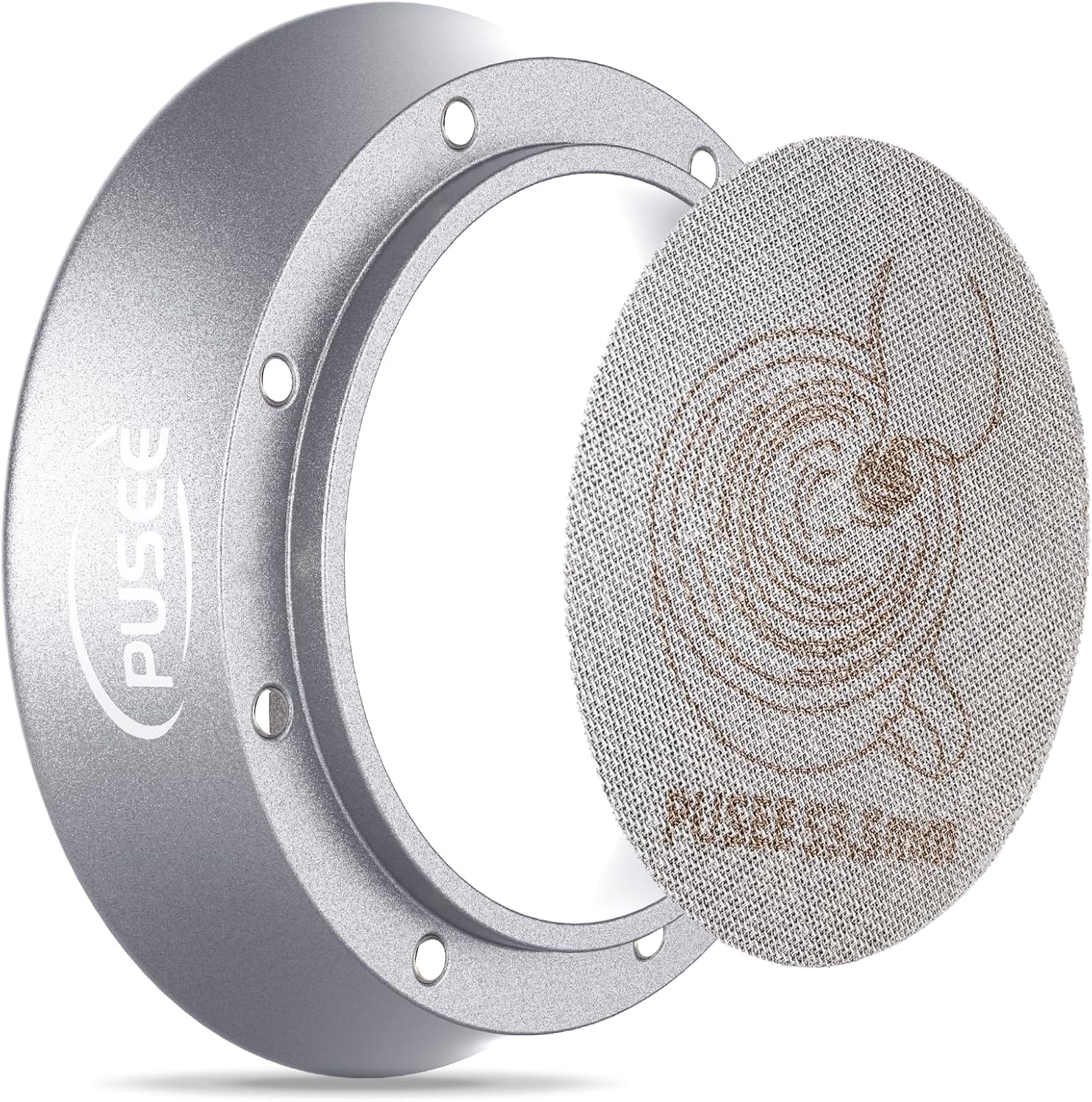 54mm Espresso Dosing Funnel & 53.5mm Puck Screen,PUSEE Coffee Dosing Ring Aluminum Metal,Reusable 1.7mm Thickness 150?m Espresso Puck Screen 316 Stainless Steel Fits 54mm Portafilter Silver 53funnel+53.5filter