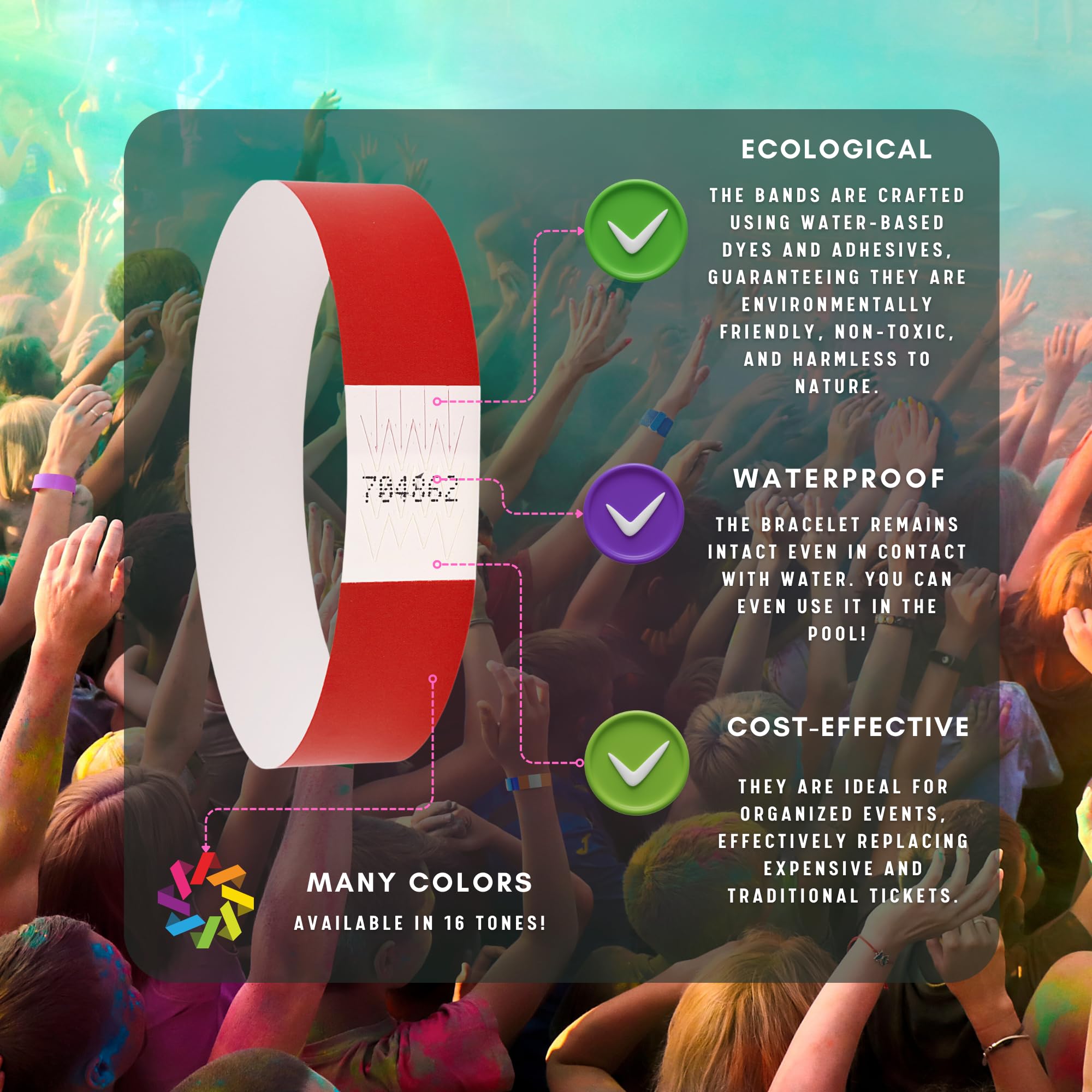 Einlassbändchen Papier - Eintrittsbänder 500 Stück - Einlassbänder - Festival Armbänder - Party Bändchen Einlass Eintritt - eintrittsbändchen - Bänder Club - wristband - Red