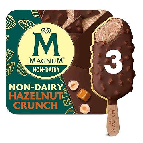 Magnum Barra de postre congelada sin lácteos para una deliciosa barra de helado sin lácteos, avellana crujiente postre congelado vegano con