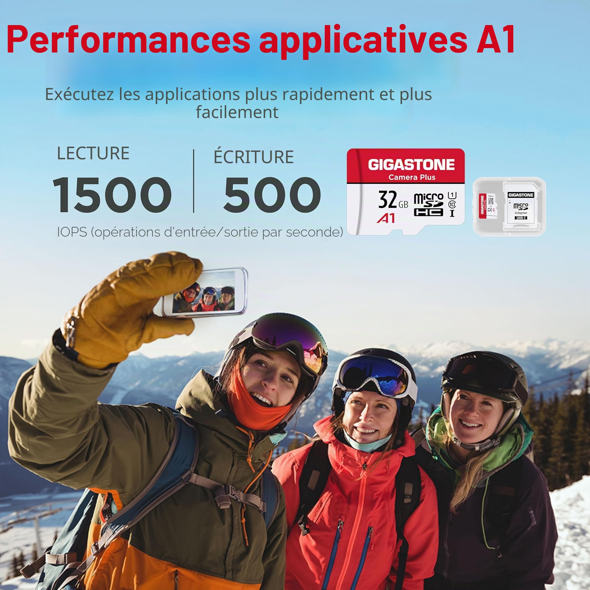 GIGASTONE Carte Mémoire 32 Go Lot de 5 Cartes, Caméra Plus Série, Vitesse allant jusqu'à 90 Mo/s. idéal pour Full HD Video Gopro Drone Caméra, U1 Carte Micro SDHC avec Mini Coque et Adaptateur