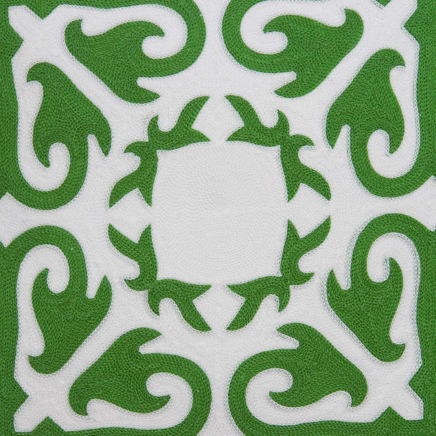 HomeRoots 334136 20 x 7 x 20 in. Traditional Green & White Accent Pillow Cover with Poly Insert