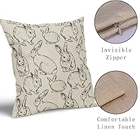 Vista 4 de Sweetshow Juego de 2 fundas de almohada de Pascua de 16 x 16 pulgadas, diseño de conejo negro con temática de Pascua, almohadas decorativas
