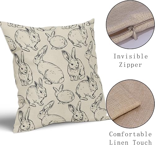 Miniatura 4 de Sweetshow Juego de 2 fundas de almohada negras de Pascua de 18 x 18 pulgadas, diseño de conejo, conejo, Pascua, para exteriores, decoración de