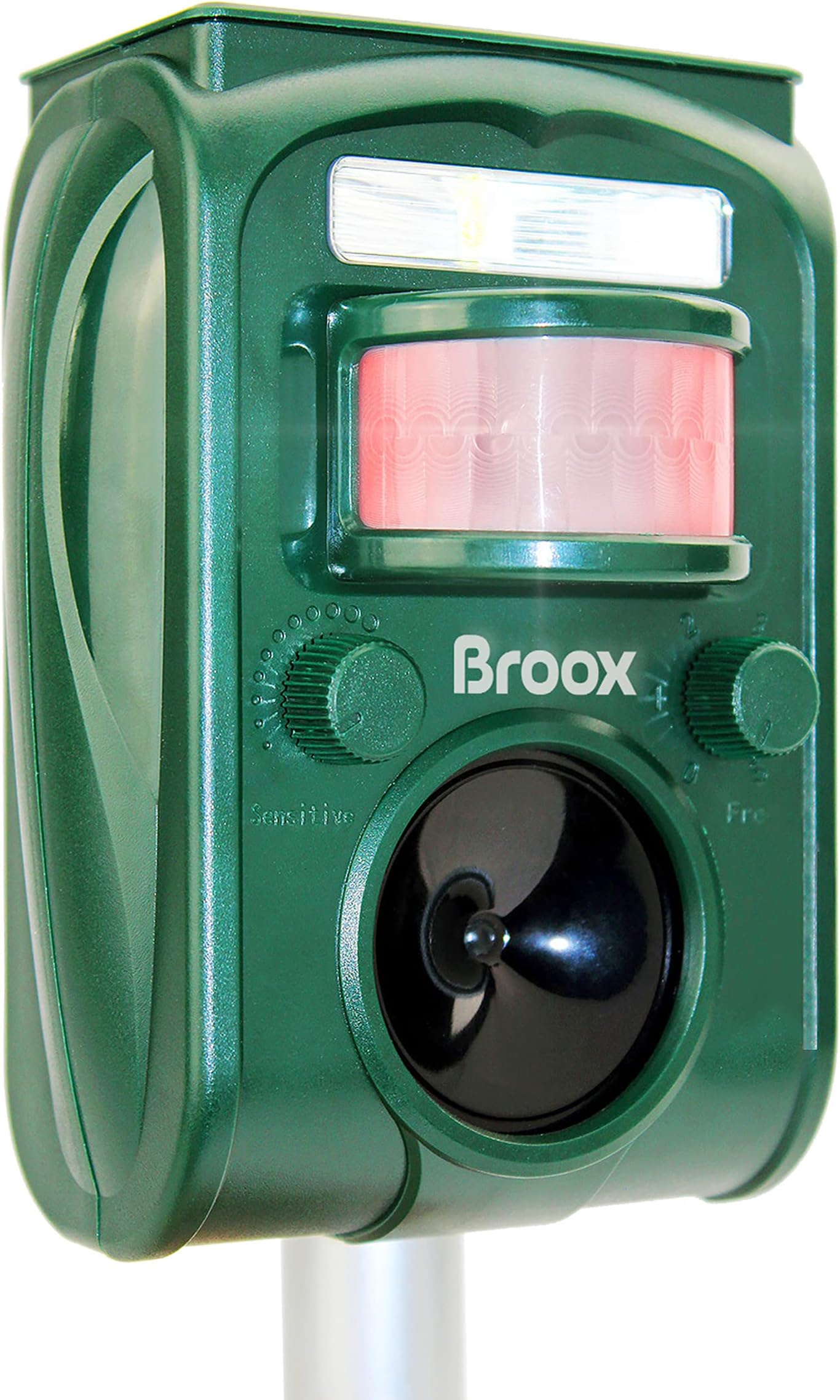 Broox 2023 Upgraded Solar Animal Repeller, Ultrasonic Repellent, Waterproof, Wireless, Motion Detection, LED Flashing Light, Dog, Cat Repellent, Squirrel, Raccoon, Skunk, Rabbit, Rodent, Fox, Deer