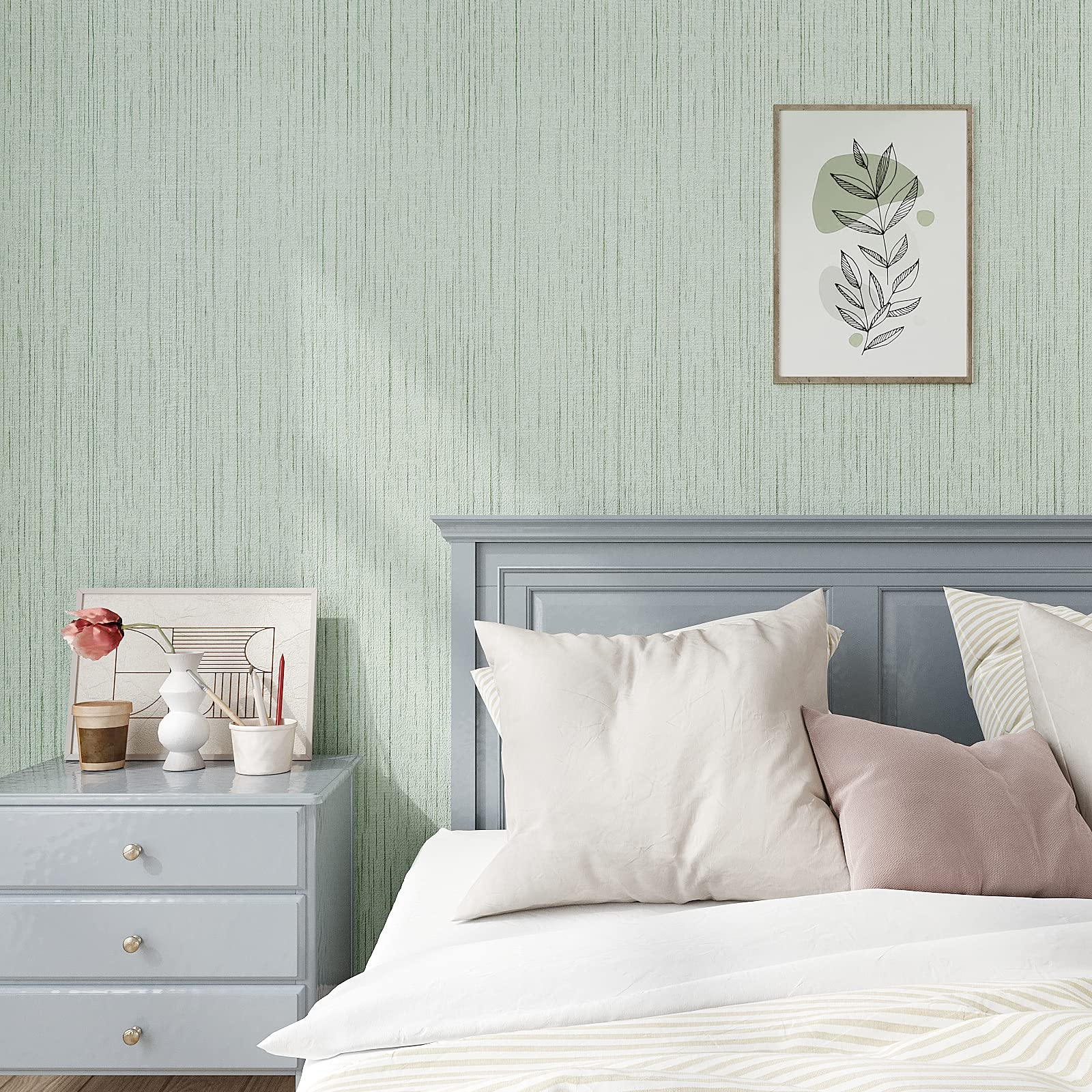 Papier Adhésif Mural Feuilles Vertes 300x44.5cm - Stickers Meuble Autocollant Décoration Naturelle Cuisine Chambre