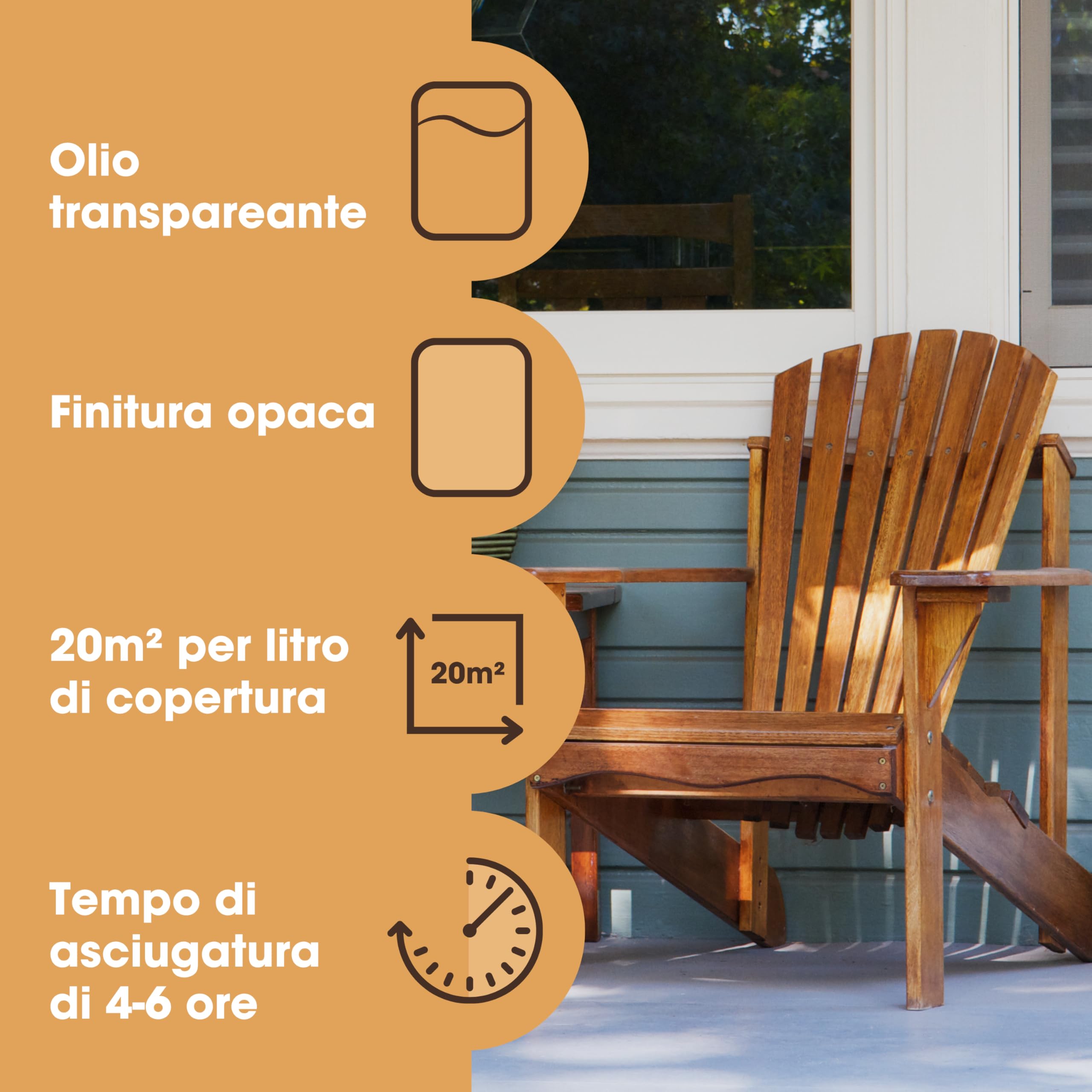 Furniture Clinic Olio per Teak - Olio per legno da esterni, protegge mobili da giardino - Ripristina il legno e previene l'essiccazione- Asciugatura rapida - Finitura opaca naturale - 2,5 L
