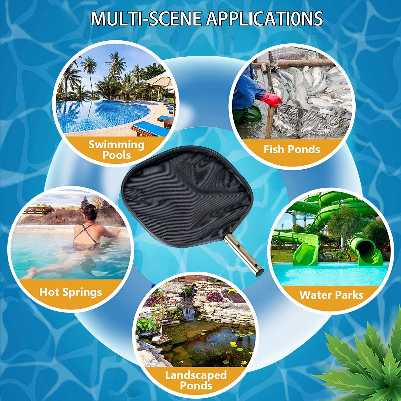 Esta Red recogehojas para Piscinas, rastrillo Profesional para Limpieza de Hojas, rastrillo de Malla Fina con Bolsa Profunda y Marco de plástico Resistente para Limpiar Hojas en Piscinas y e