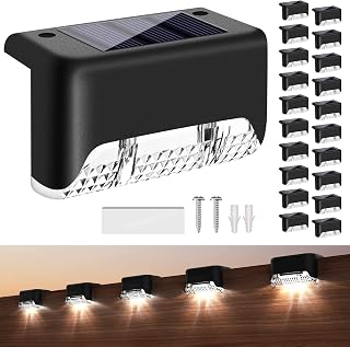 KIALUSH Deck Lights Solar Powered, 20 Pack Solar Deck Lights Outdoor Waterproof Led， Step Lights Solar Powered Used Outside, Solar Lights For Deck, Stairs, Patio Fence, Garden,Cool White 4500K 20 Pack