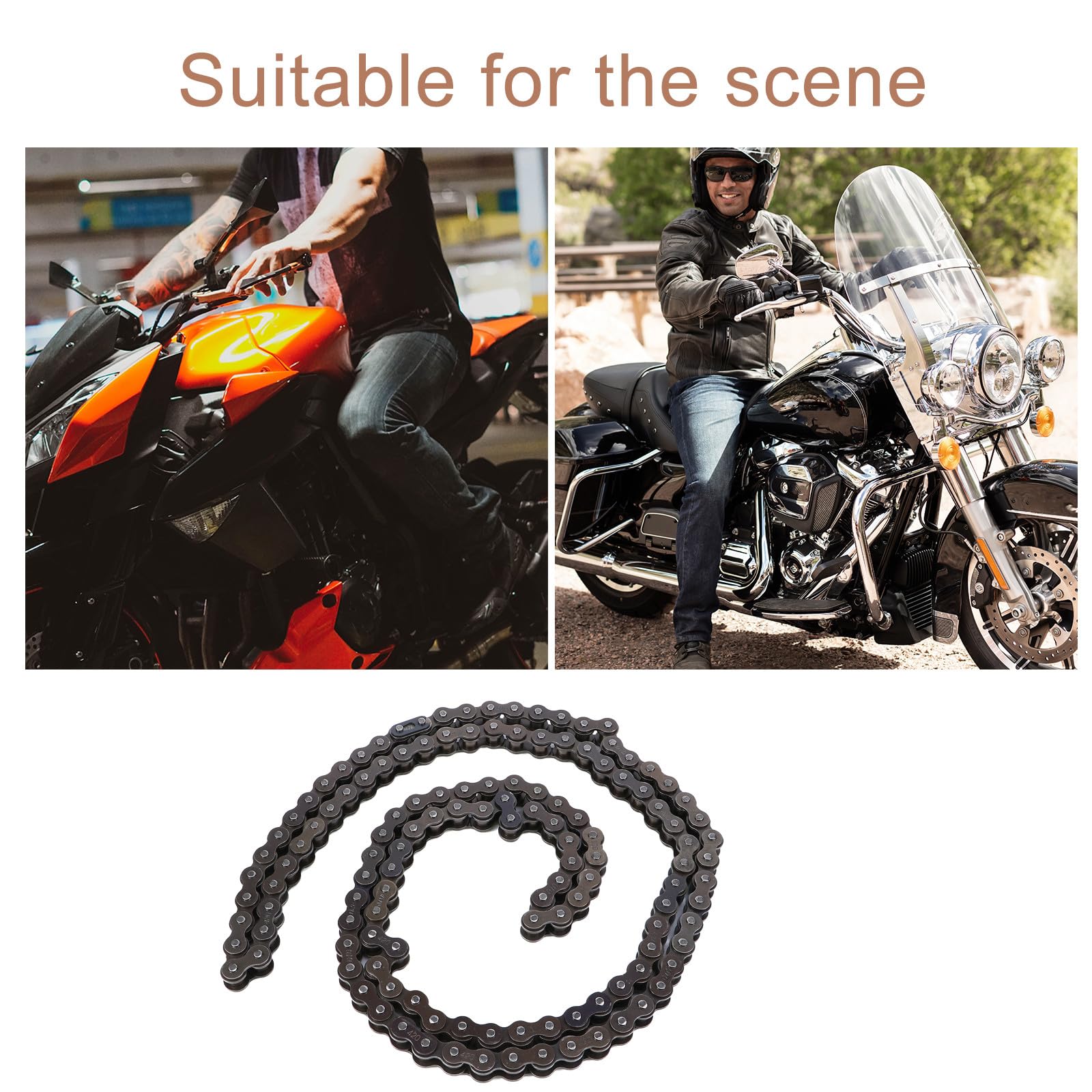 NUOBESTY 1satz Motorradkette Glieder Offroad Kettenset mit Kettentrenner Langlebige Metallgliederkette Passend für Enduro Motorbikes Robust und Rostbeständig