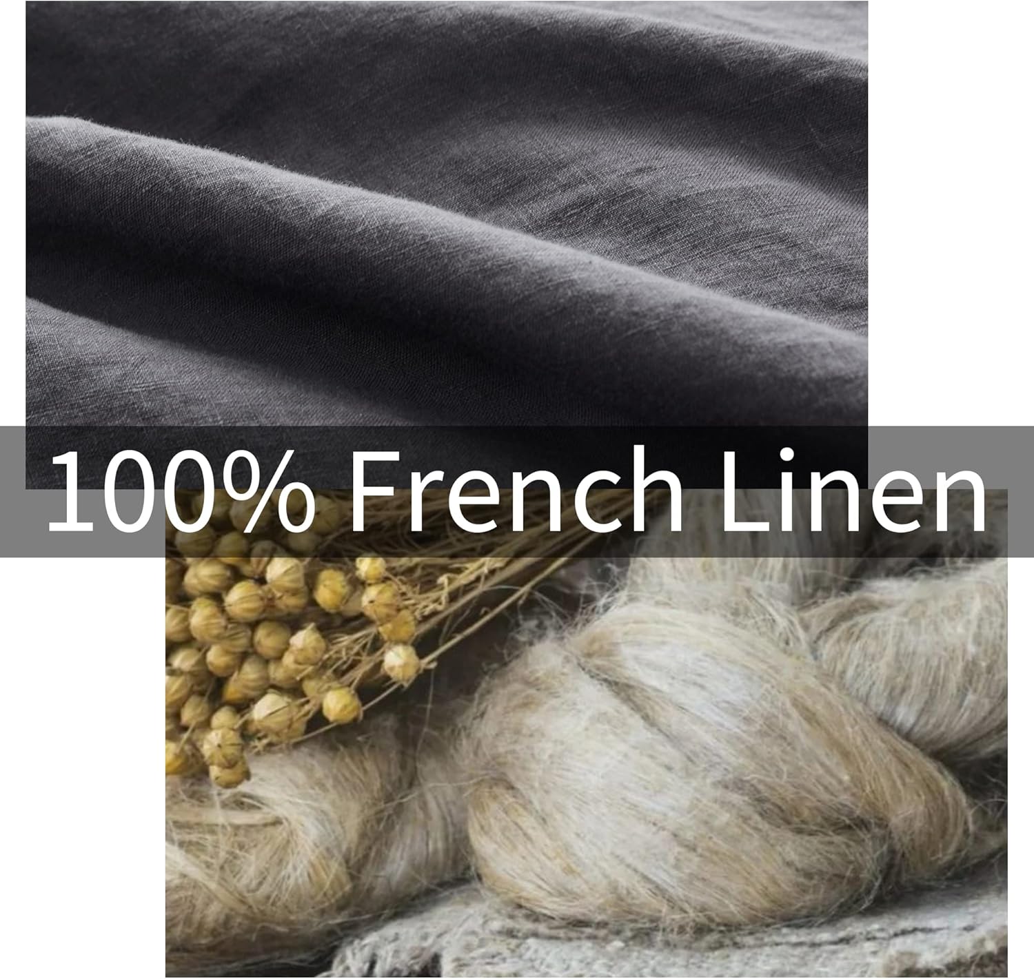 ATLINIA Bedding Duvet Cover Set Linen - 100% French Flax Washed Bed Sets Farmhouse Comforter Cover Set (1 Duvet Cover and 2 Pillow Shams) Queen Size Dark Grey