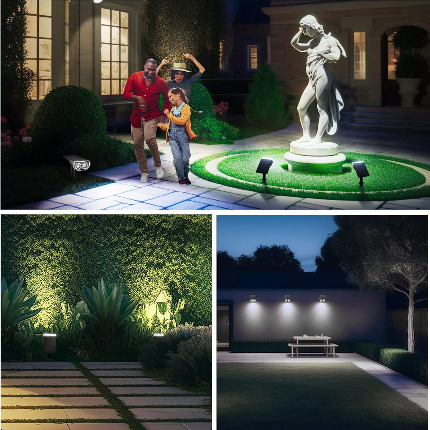 Linkind Spots Solaires Extérieur Jardin, Blanc Froid 6500K, IP67, Lampe de Jardin LED StarRayS, 2 en 1, 4 Pcs