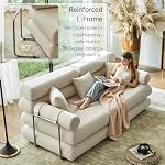 YINIX 78" Convertible Sleeper Sofa Bed - High-Back Floor Couch - Folding Sofa Bed with Rounded Arm Supports - Foldable Sofa Lounge Couches for Living Room Bedroom - Ivory