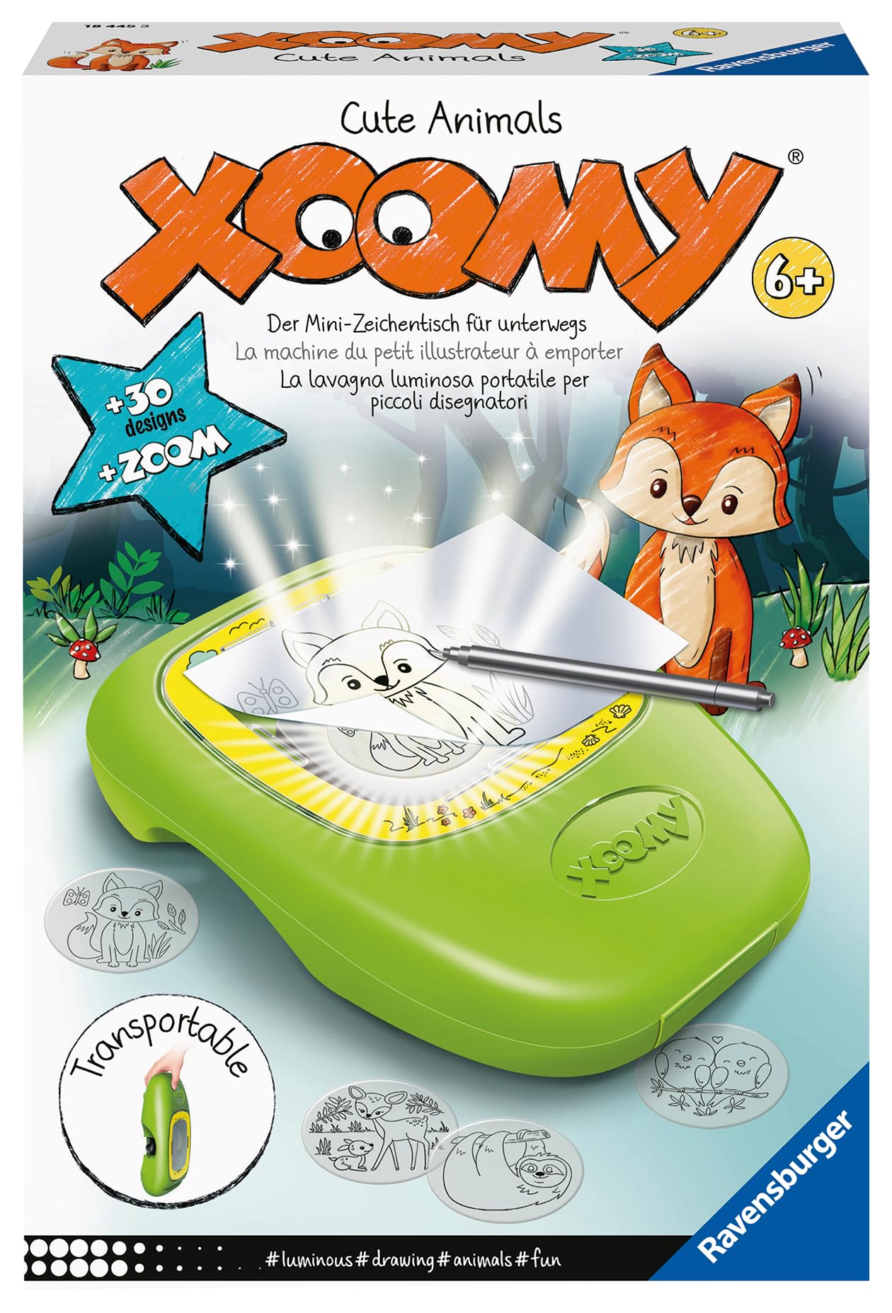 Ravensburger Xoomy Midi Cute Animals - Projektor zum Zeichnen süßer Tiere für Kinder ab 6 Jahren, kreatives Zeichnen und Malen für Mädchen und Jungen, 18445