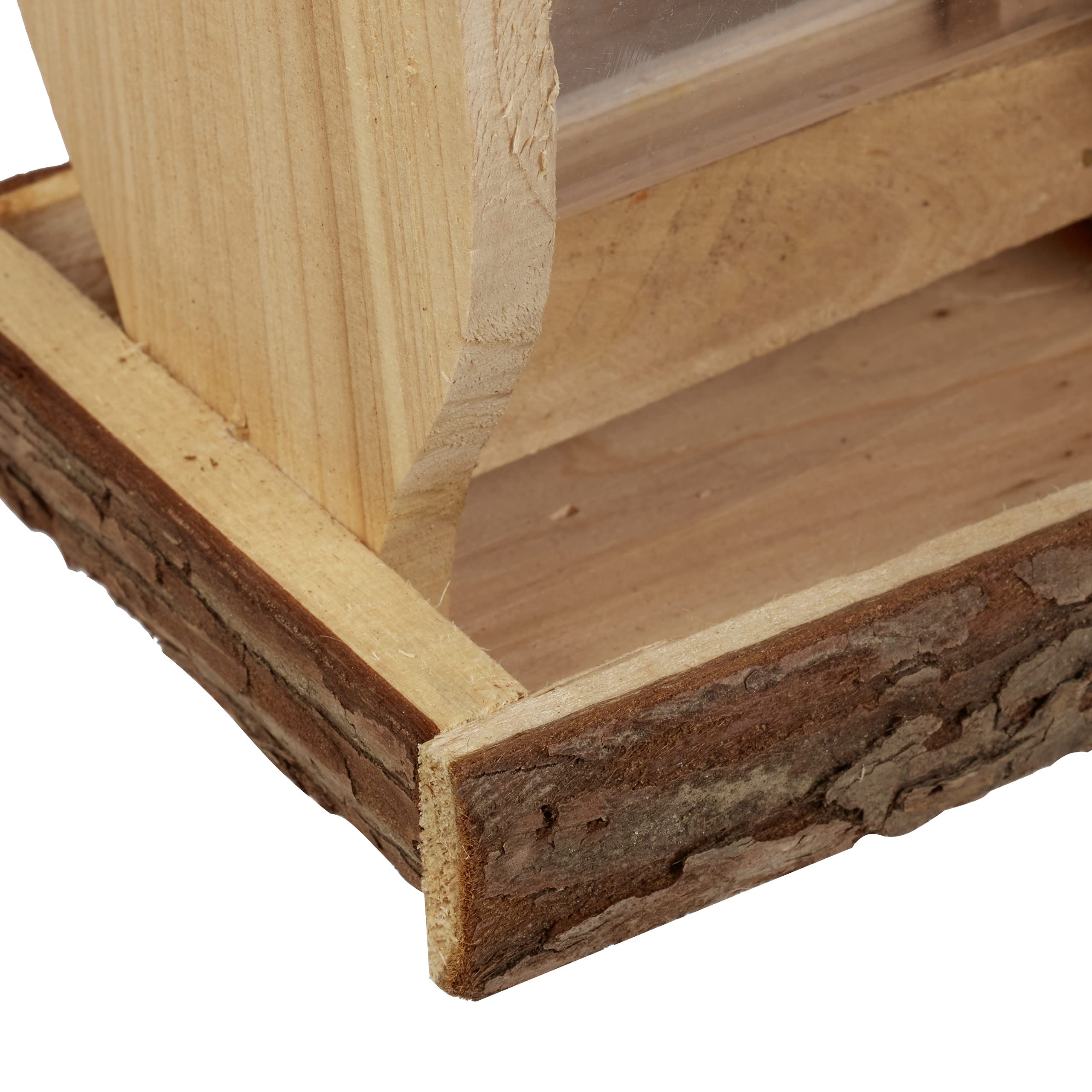 Relaxdays Mangiatoia per Uccelli, Casetta da Appendere in Legno Dispenser Mangime da Esterno, 19,5x15x12,5 cm, Naturale