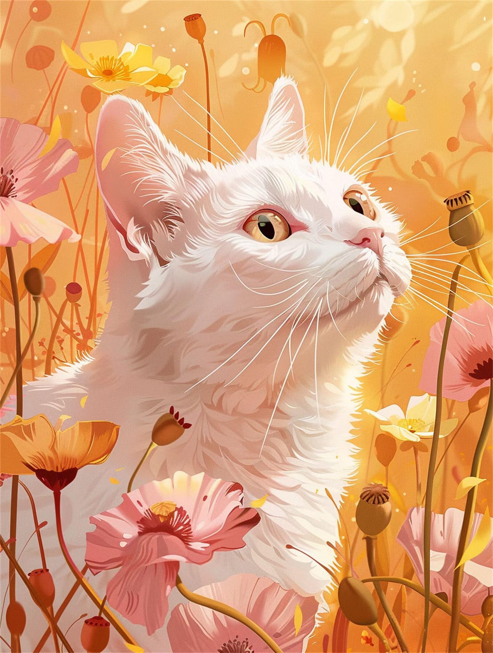 Dipingere con i Numeri Adulti gatto, piante Dipingere con i Numeri Bambini DIY Kit, Set Premium con Pennelli, Decorazione Casa & Creativo Regalo di Compleanno, Attività di Tempo libero 90x120cm z-302