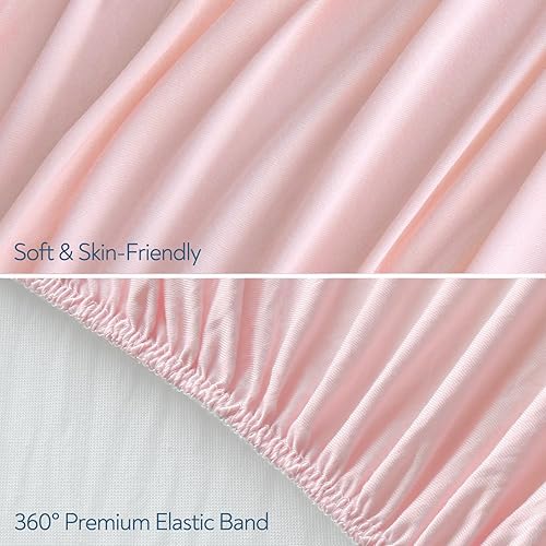 Miniatura 2 de Sábanas elásticas para cuna para niñas, paquete de 2 sábanas bajeras para cuna estándar y colchón de niño pequeño, 52 x 28 pulgadas, suaves y