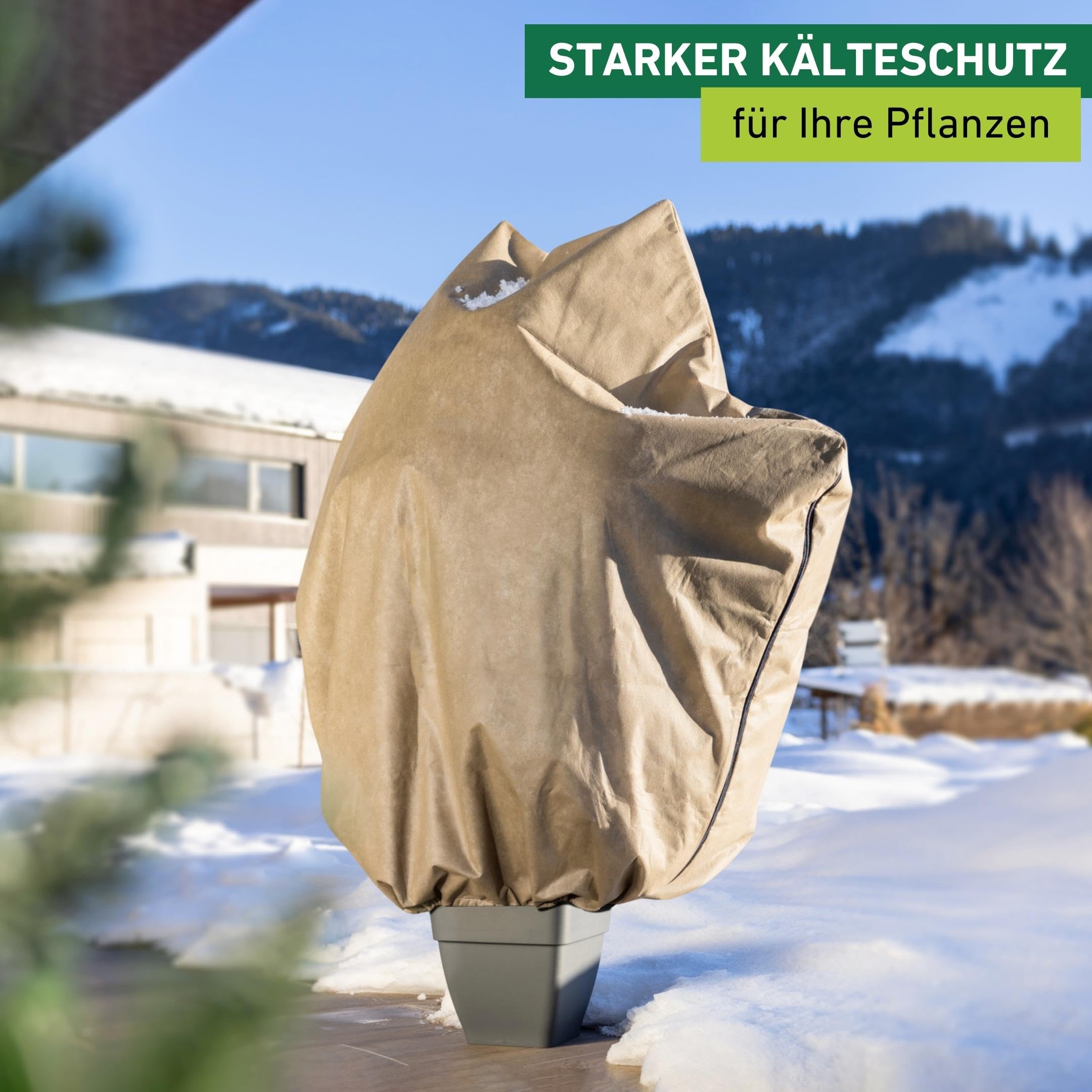 Windhager Winter-Vlieshaube Ultraprotect XXL, 1,4 x 2 m, Beige, 200 g/m², Winterschutz für Pflanzen, Kälteschutz, Frostschutz, Vlieshaube, Pflanzenabdeckung Winter, UV-stabilisiert