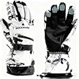 ROCKMARK Men's Winter Thermal Fleece Lined Waterproof Anti-Slip Gloves, Heavy Duty Warm Gloves for Cycling Ski Snow Outdoor Sports (White Graphic)