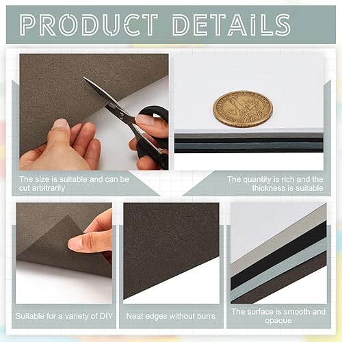 Miniatura 4 de Sinmoe 100 hojas de papel de cartulina de 5 tonos de 8.5 x 11 pulgadas, 6.35 ozm, papel de impresora de núcleo sólido para álbumes de recortes,