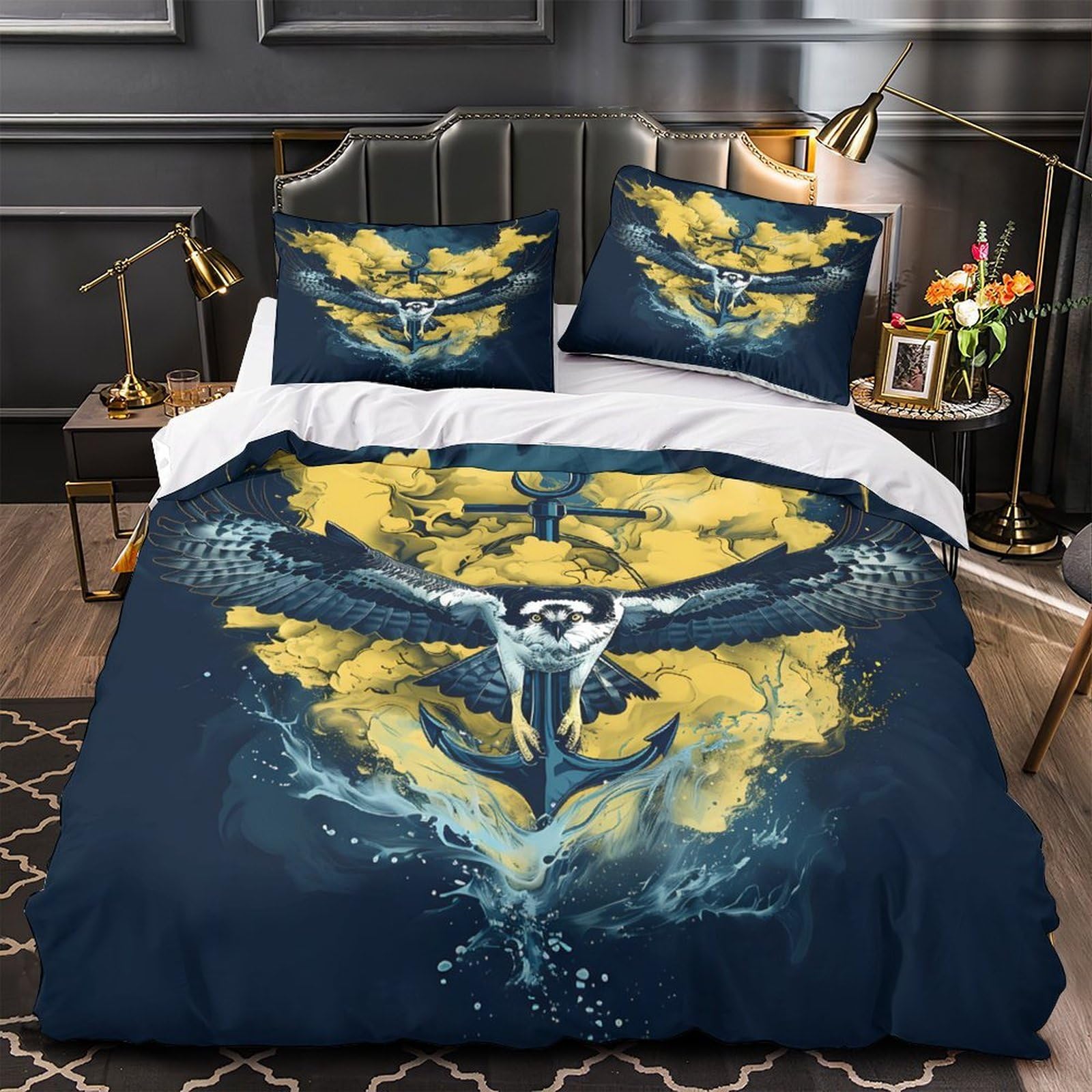 Housse de couette 3D Ailes d'aigle 140x200cm en microfibre douce pour lit simple de fille ado