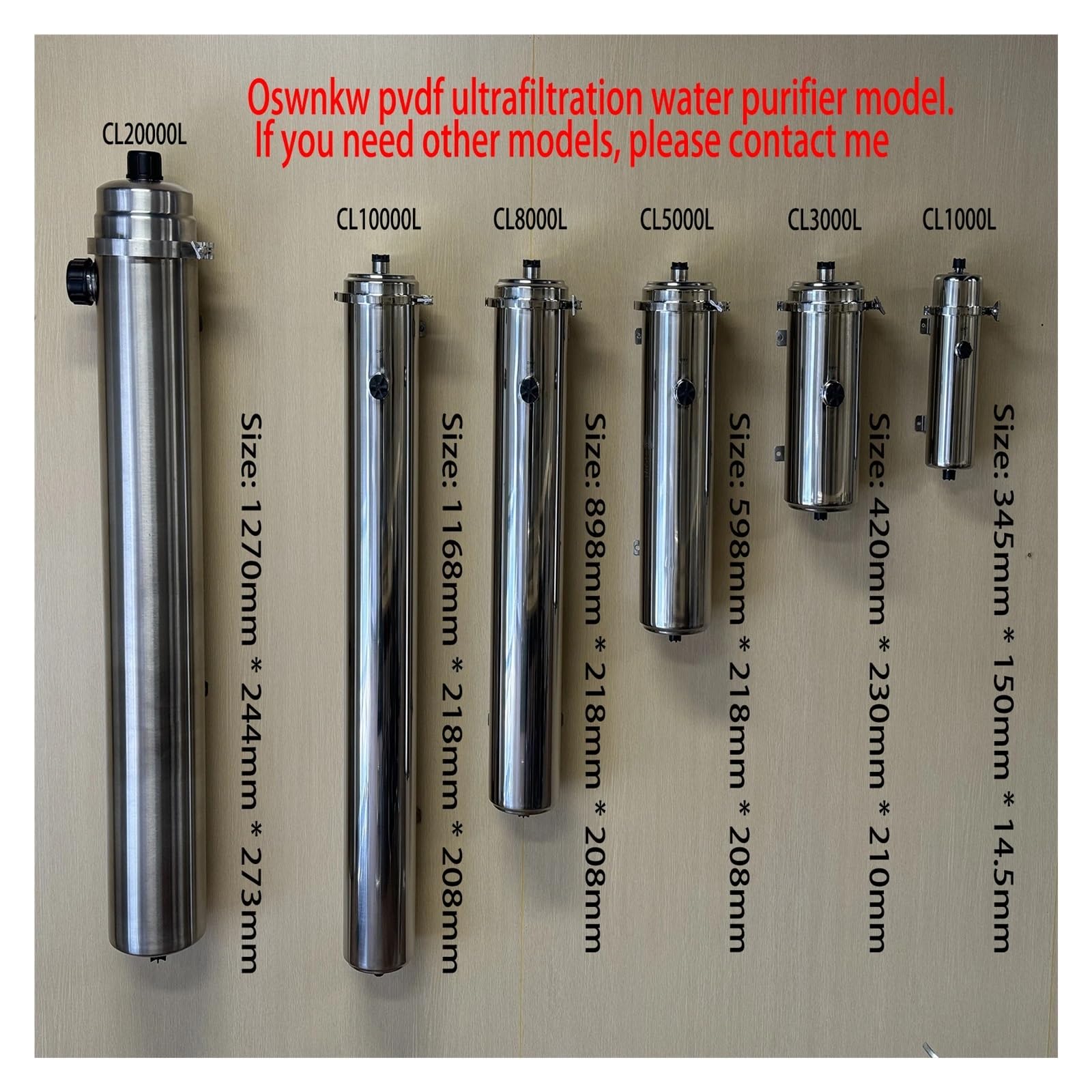 Purificador de agua PVDF Filtro Ultration for toda la casa Filtros 0,01 um 3000L/H SUS304 Agua potable
