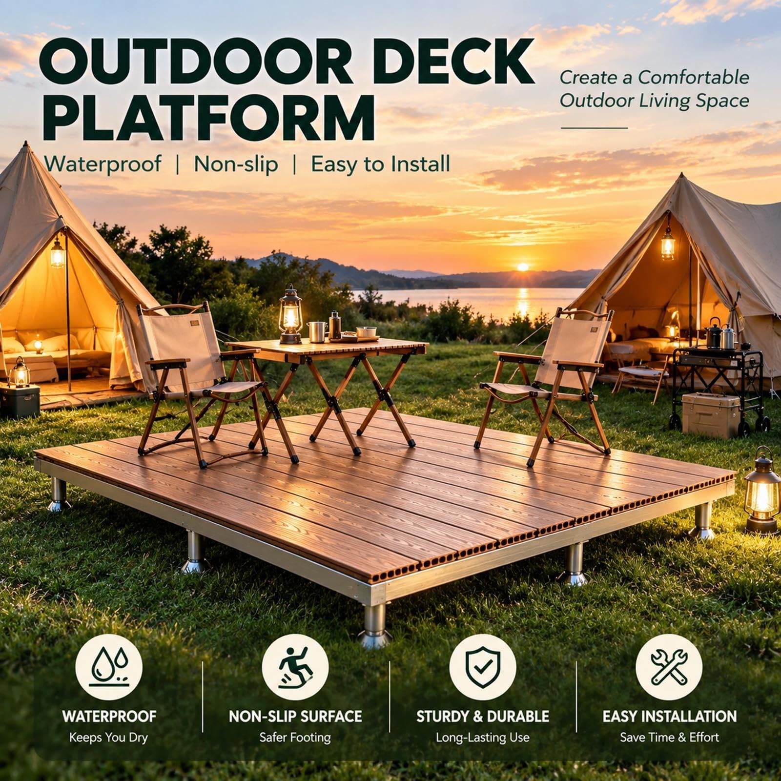 4 PCS Plataforma Terraza Modular Elevada Resistente A La Intemperie WPC