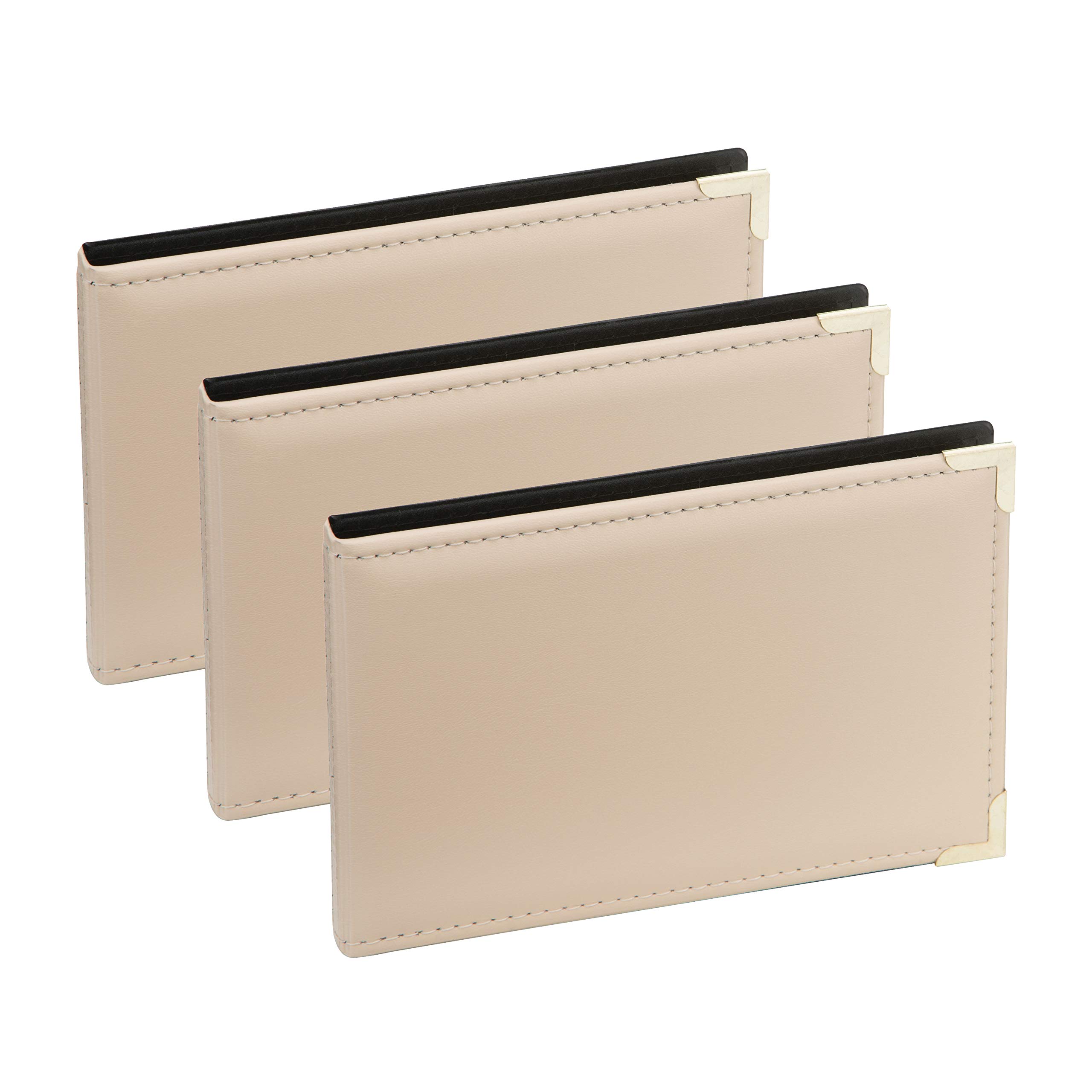 Kenro APL Photo Albums (Pack of 3) - 6x4 Photo Album (10cm x 15cm) for 36 Photos. Landscape Photo Album with Gilt Corners & Protective Cover. Ivory Leather Look, Carlton Series - APL150IV