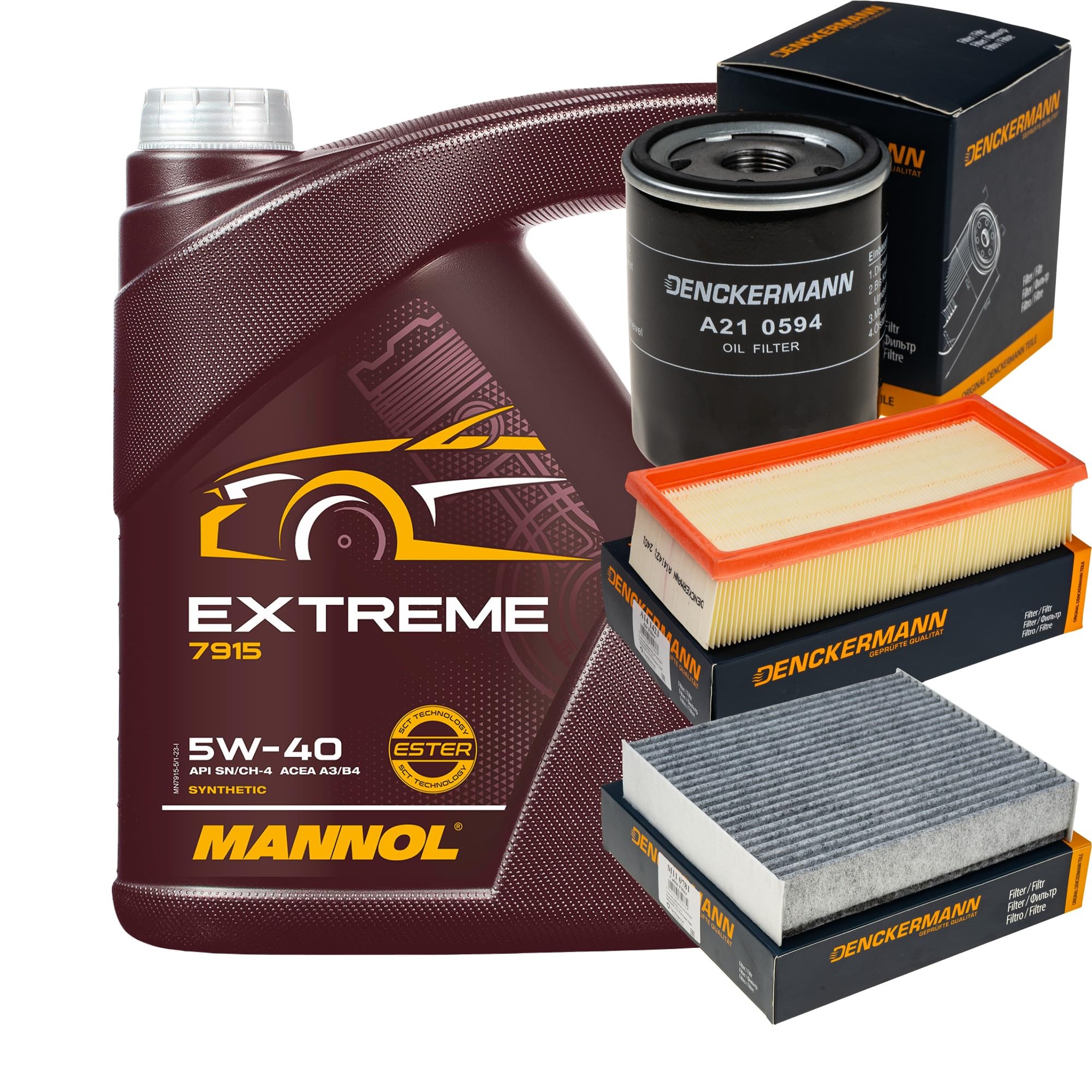 Pacchetto di ispezione Set di filtri con Extreme 5W-40 5L, filtro aria, filtro ai carboni attivi, filtro abitacolo